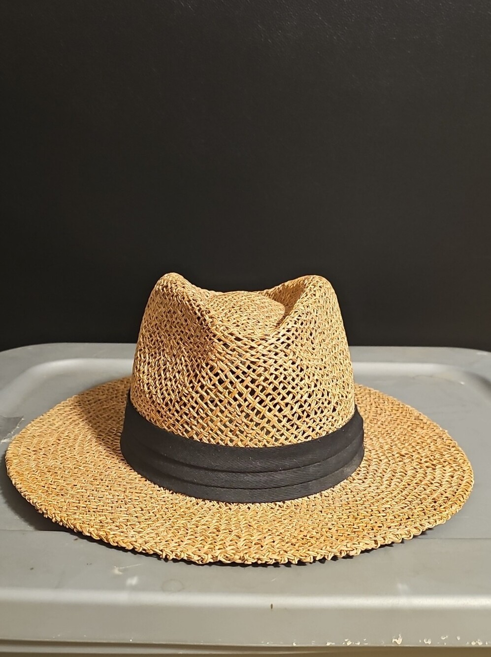Milani Tan Straw Fedora with Black Band